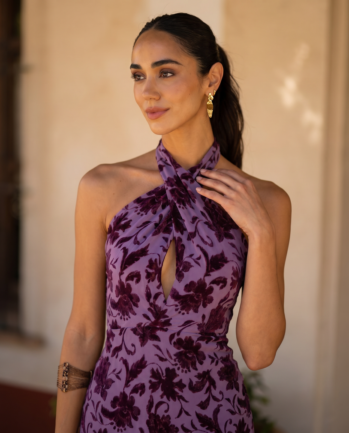 Amaral | Jurk in paars met bloemenprint
