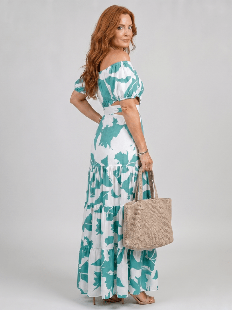 Orelina | Off-shoulder Maxi-jurk met Uitsnijding