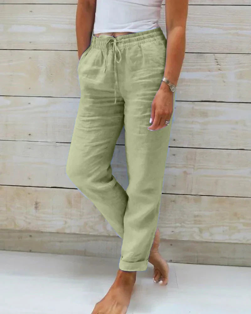 Lichte Linnen Broek Dames Ademend Comfort