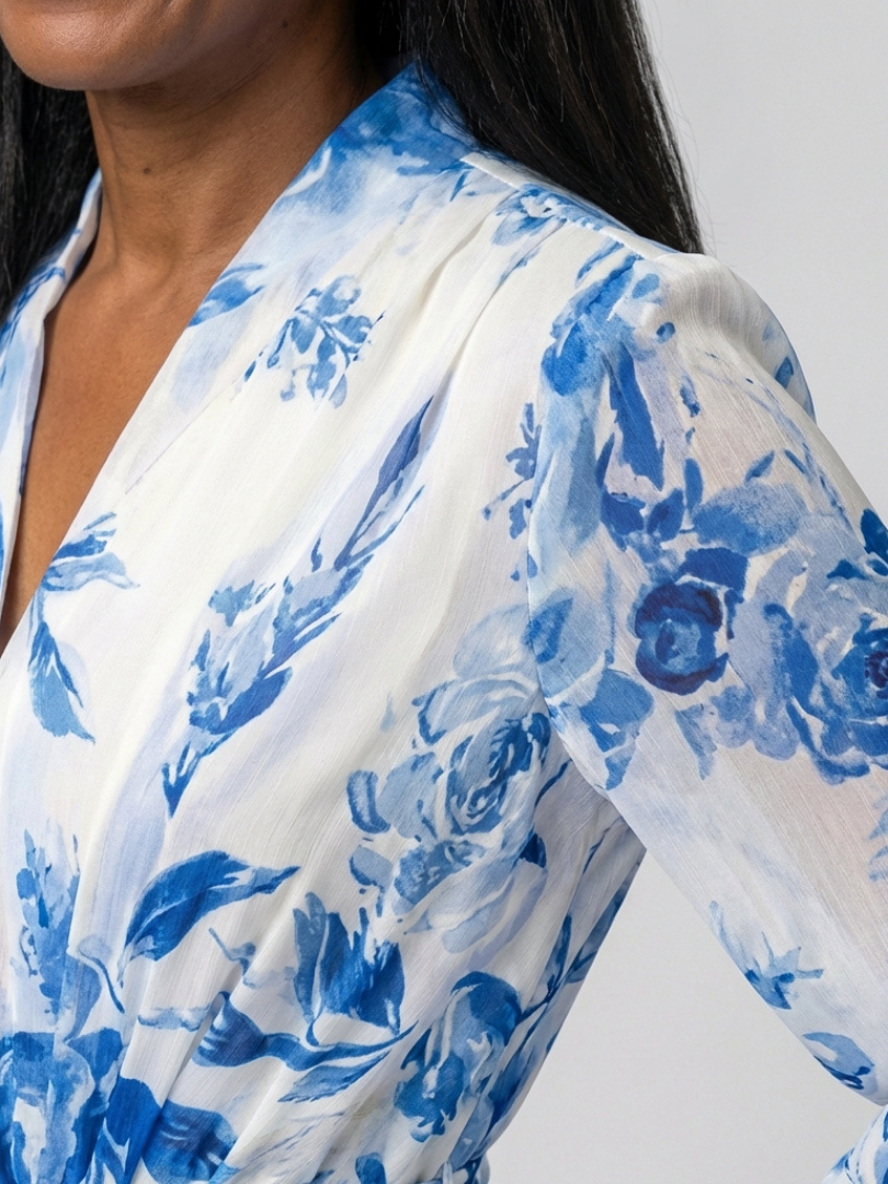 Lillian | Wikkel-maxi-jurk met lange mouwen