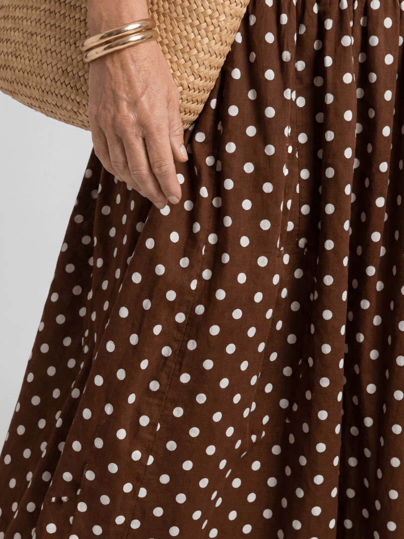 Sorien | Strapless Midi-jurk met Stippenprint