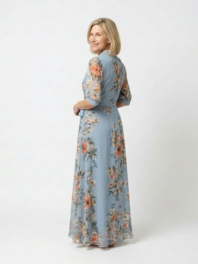 Elowen | Wikkel-maxi-jurk met V-hals