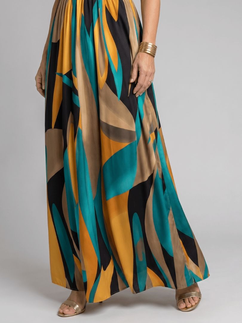 Zarela | Mouwloze Maxi-jurk met Abstracte Print