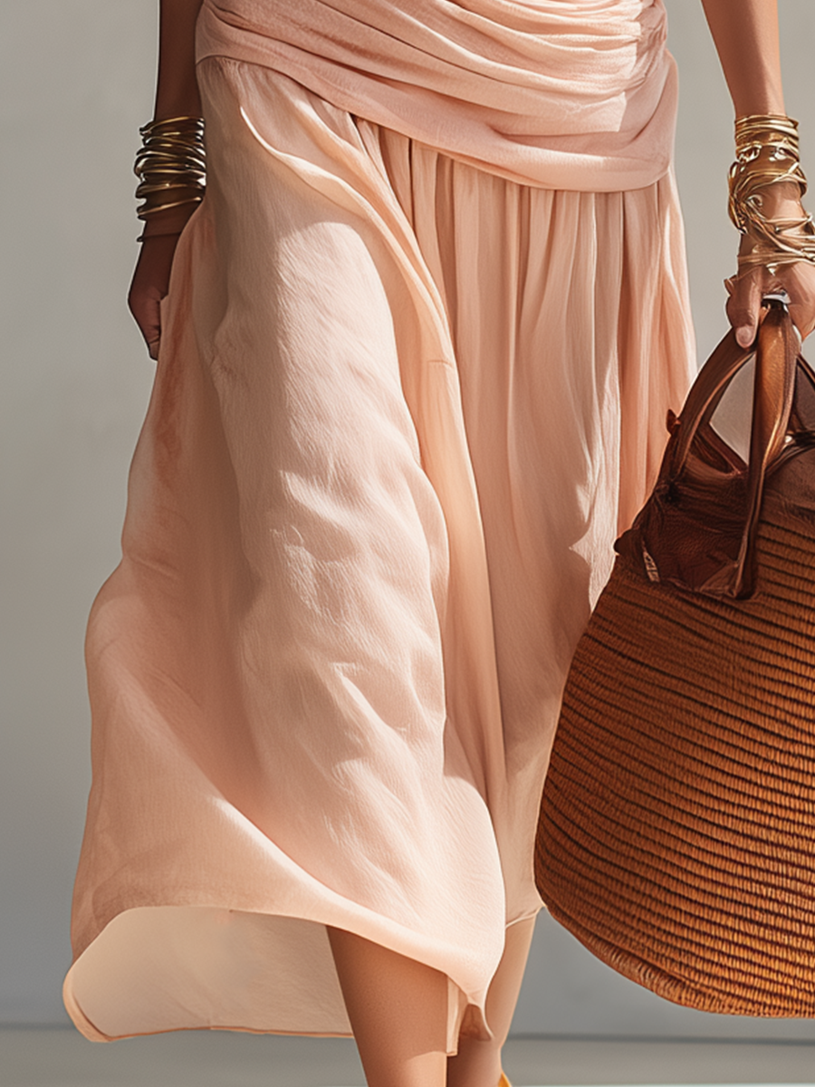 Zachte Drapé Top & Rimpel Midi Rok Set