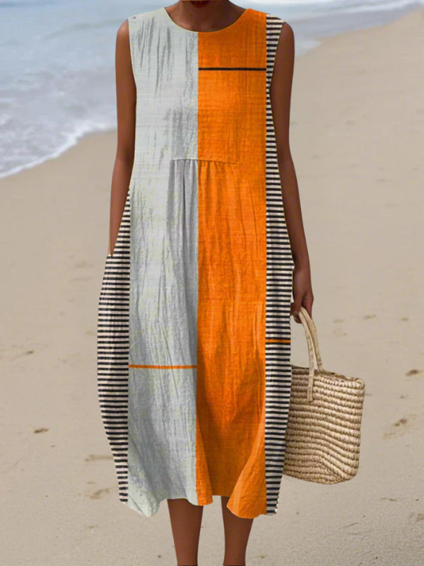 May™ || Kleurblok Midi Jurk