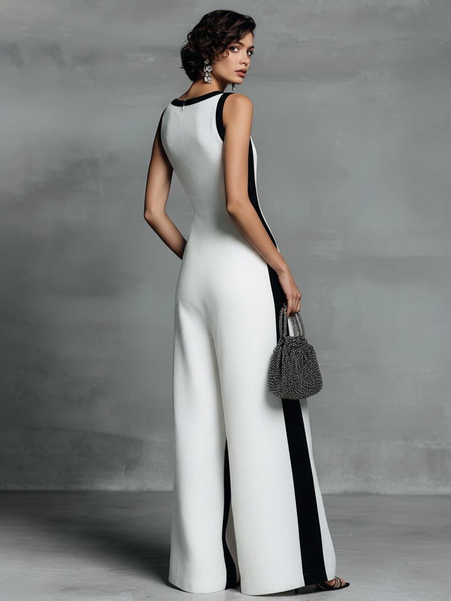 Victoire | Mouwloze jumpsuit met V-hals en wijde pijpen