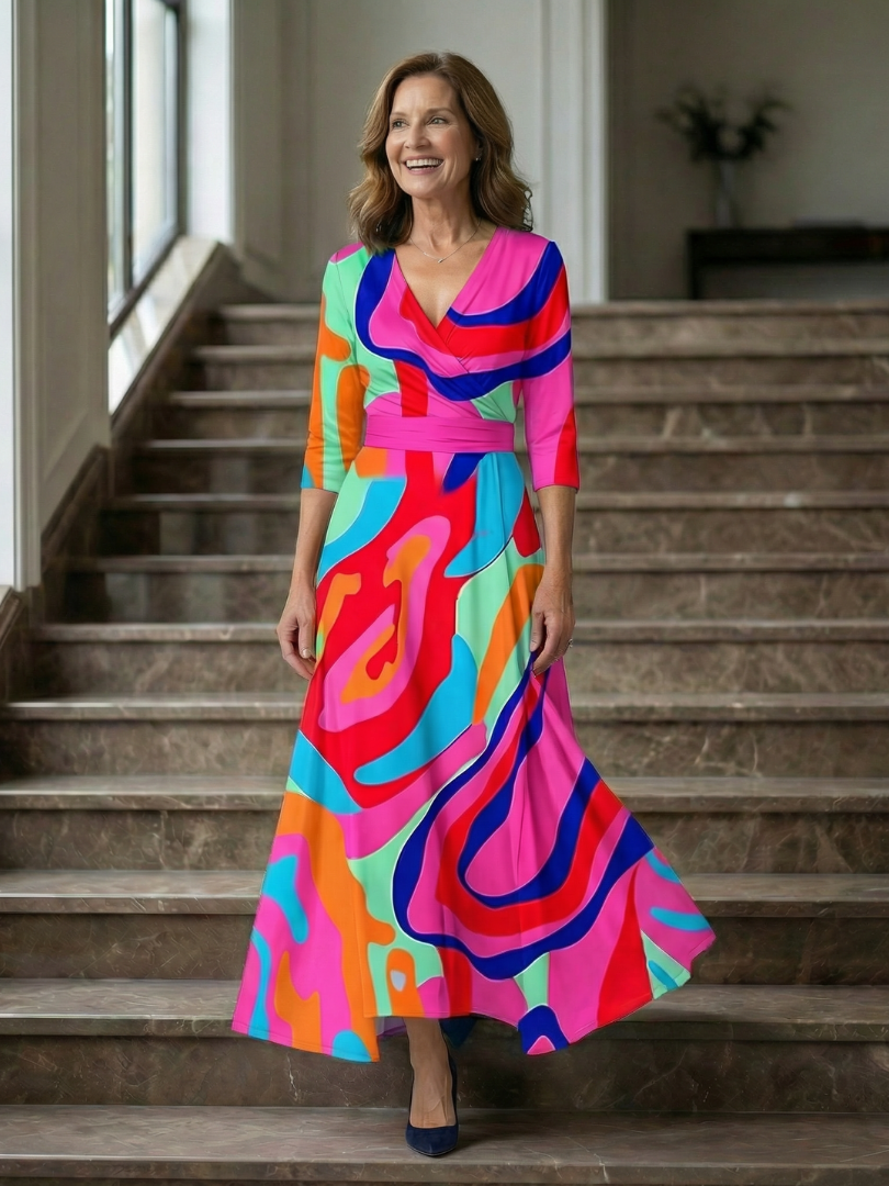 Celine | Midi-jurk met gekruiste wikkelhals