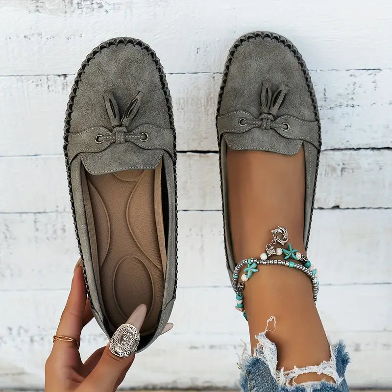 Ulyssa - Dames loafers met strikdetail en flexibele zool