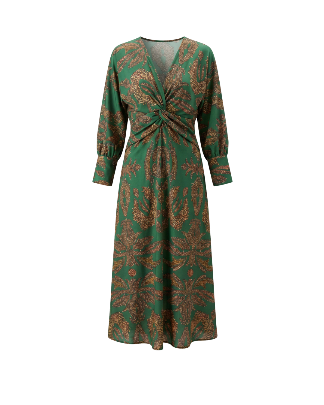 Midi-jurk met bloemenprint en V-hals