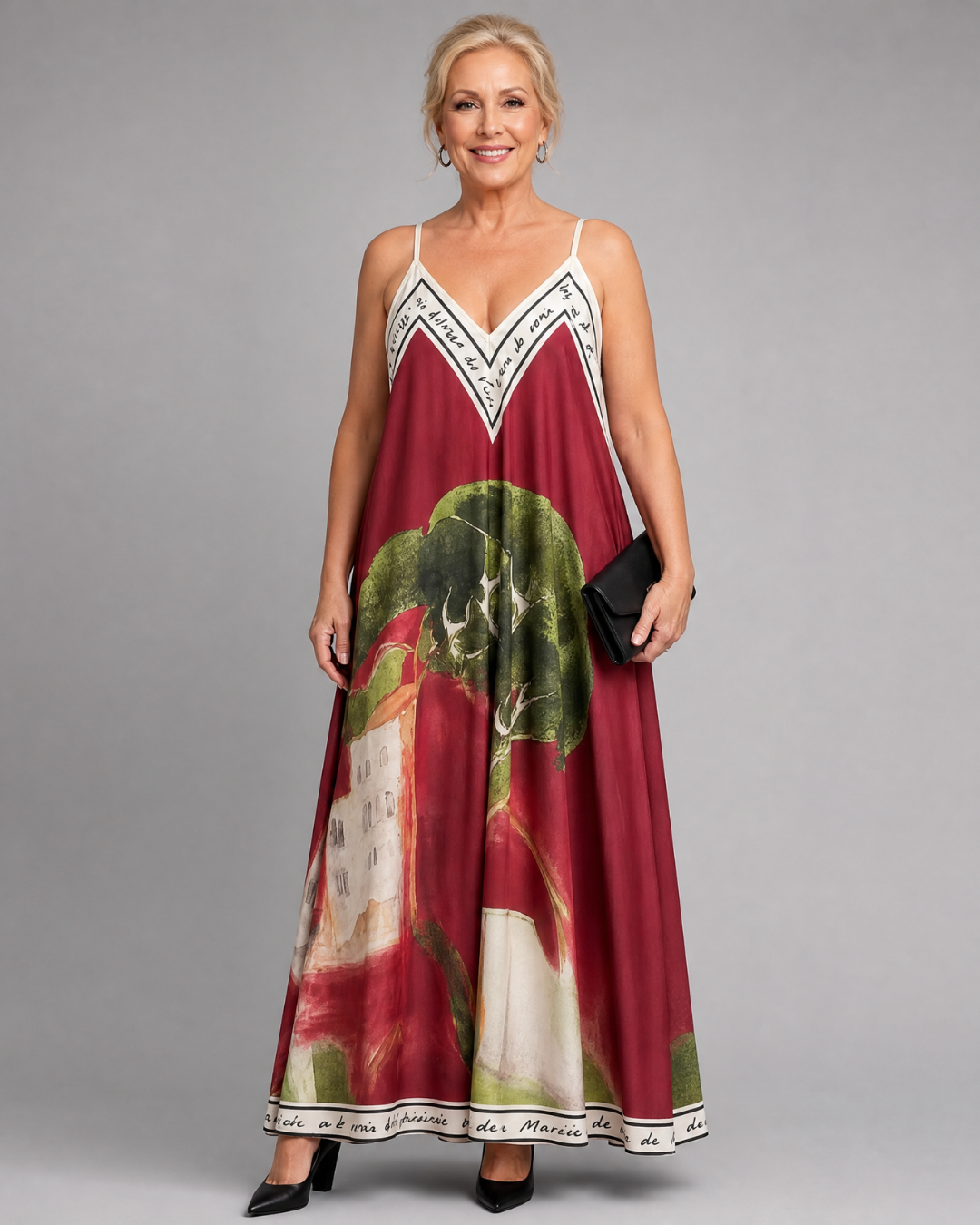 Lira | Mouwloze Midi-jurk met Landschapsprint