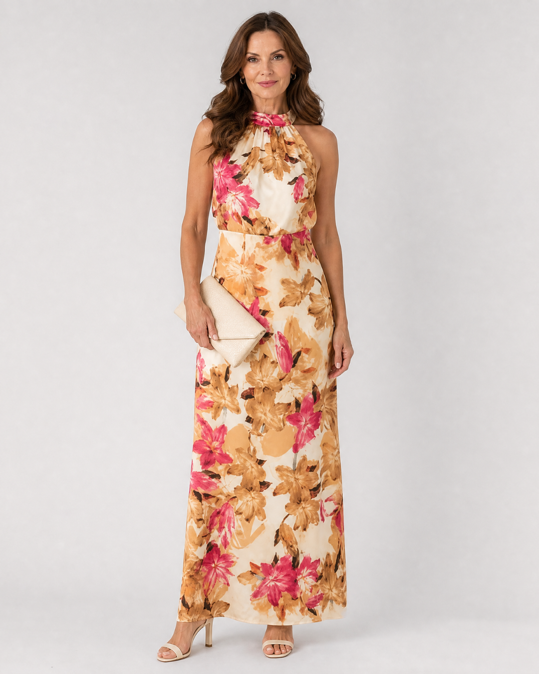 Cekel | Halter midi-jurk met botanische print