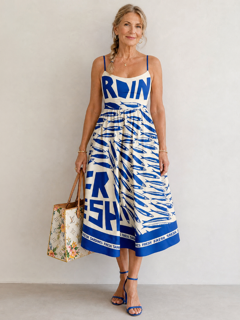 Suriope | Midi-jurk met visprint