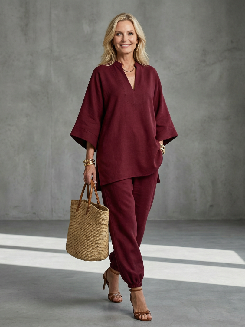 Georgiana | Tuniek met broek en V-hals