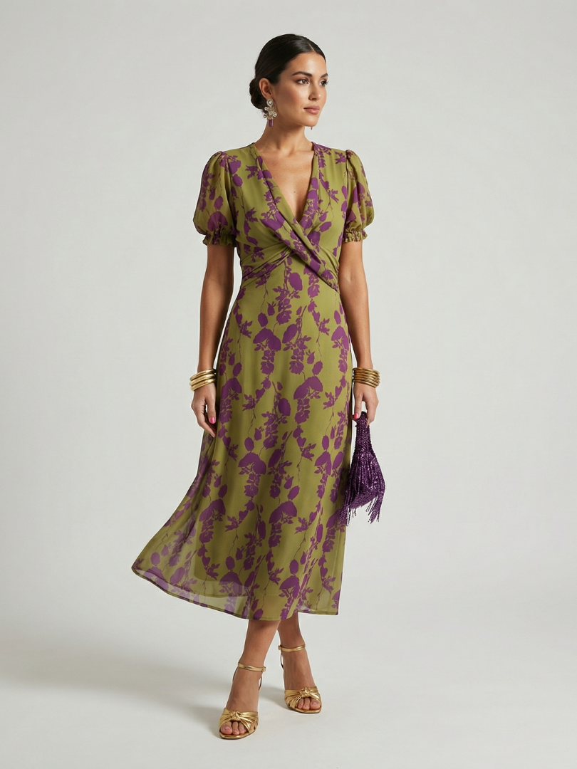 Virel | Relaxte midi-jurk met bloemenprint