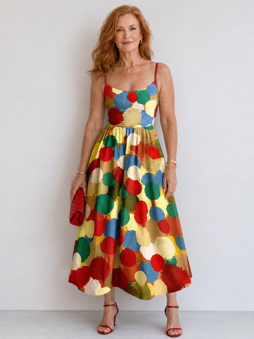 Xandria | Midi-jurk met stippenprint