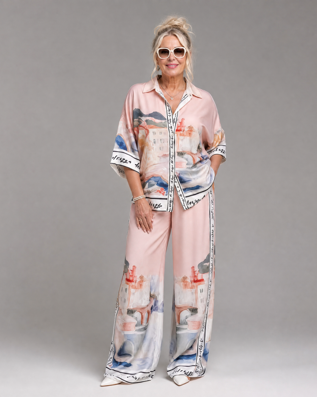 Akela | 2-delige Set met Blouse en Wijde Broek