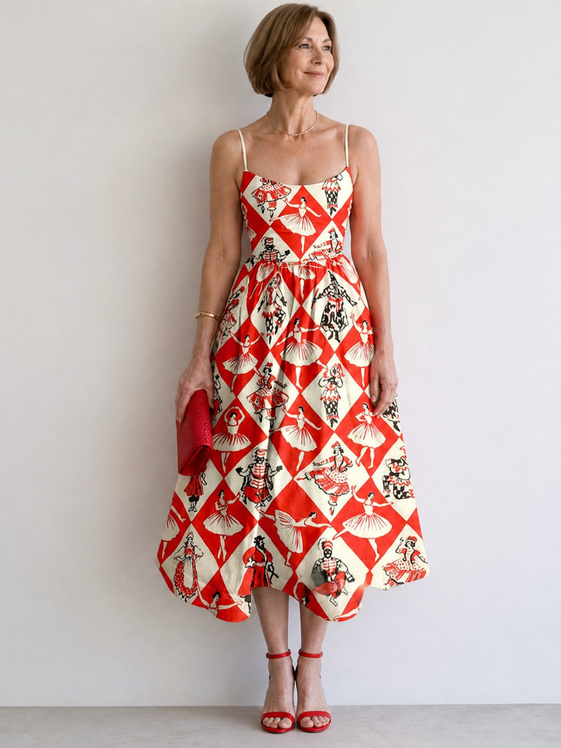 Virelina | Mouwloze midi-jurk met ruitprint