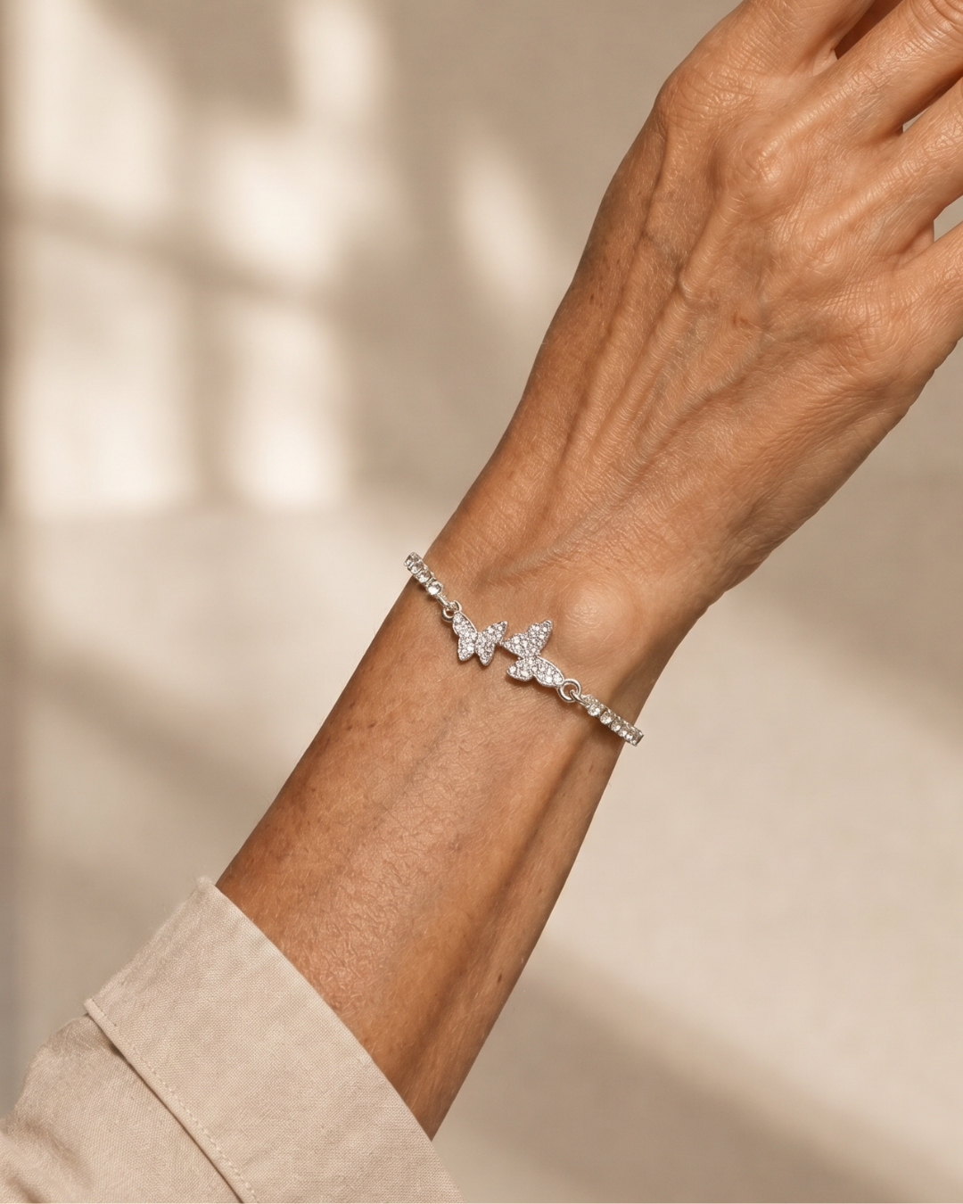 Mariposa | Smalle armband met vlinders en kristallen