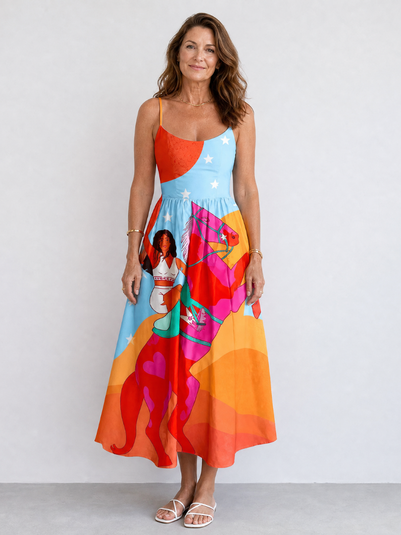 Azelora | Midi-jurk met westernprint
