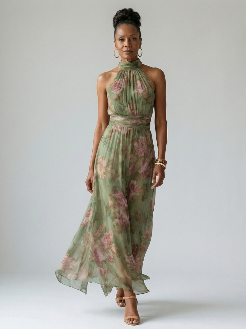 Mirelle | Midi-jurk met halternek
