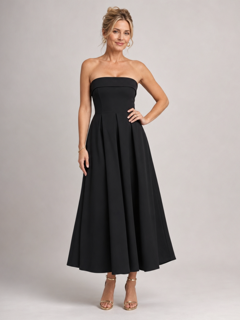 Elove | Strapless midi-jurk met gestructureerd lijfje
