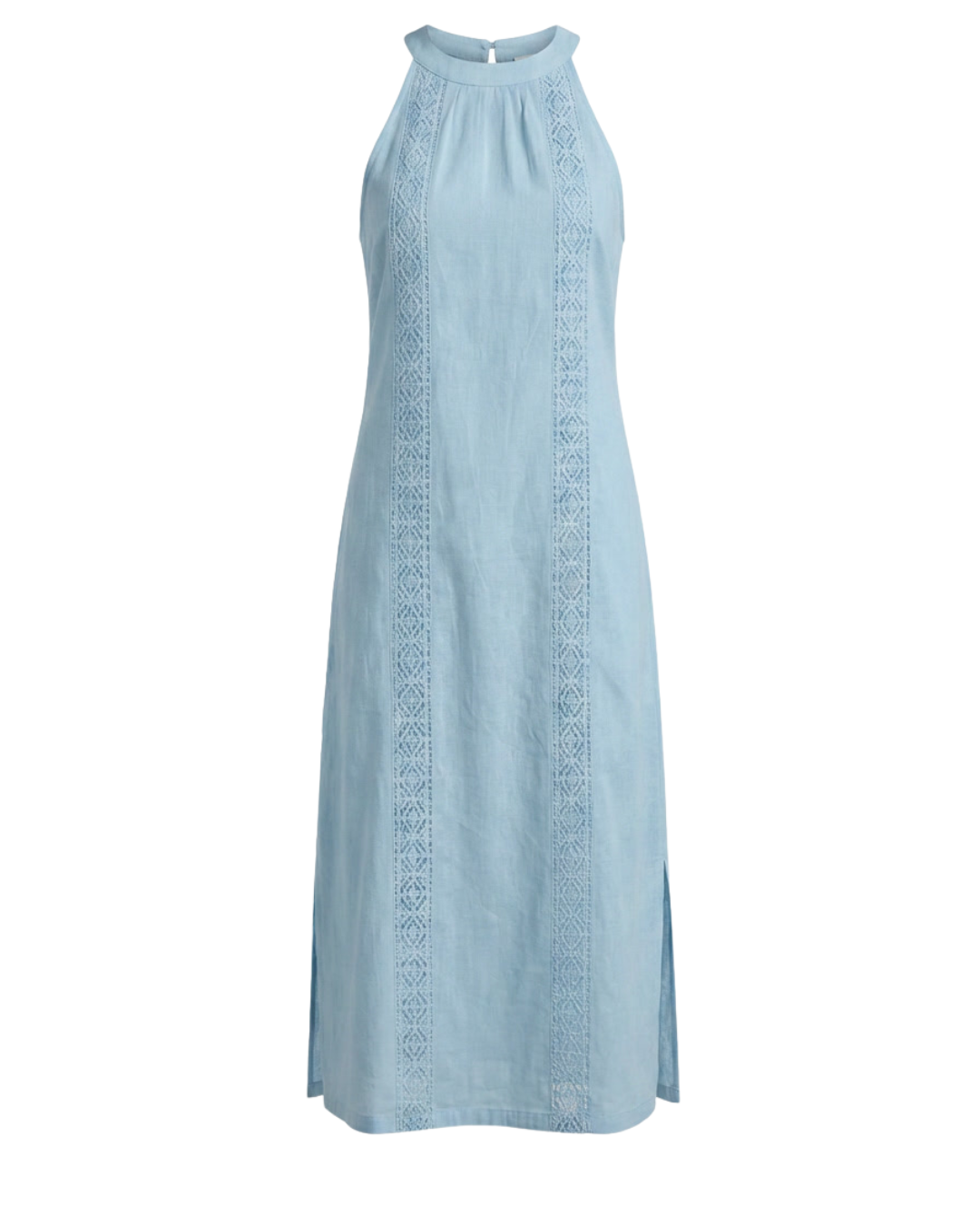 Midi-jurk met halternek en kantdetail