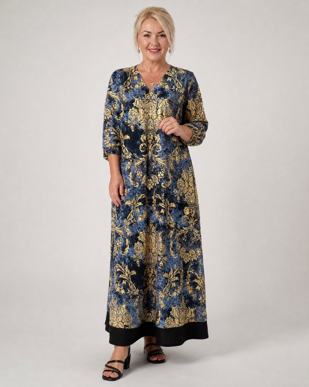 Sorrelia | Soepele midi-jurk met sierlijke bloemenprint