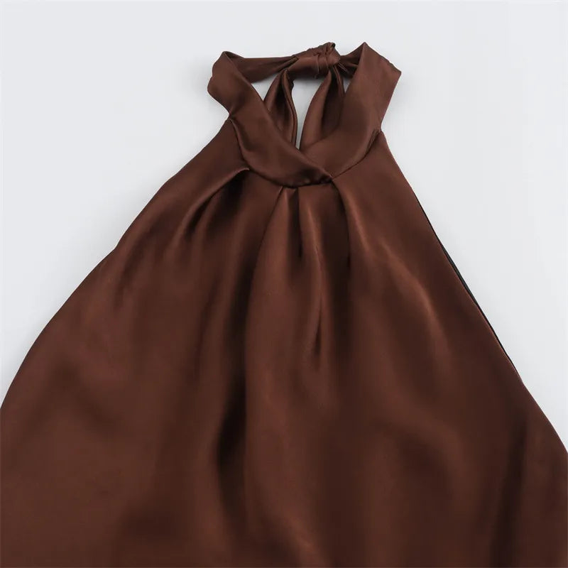 Halter midi-jurk met open rug