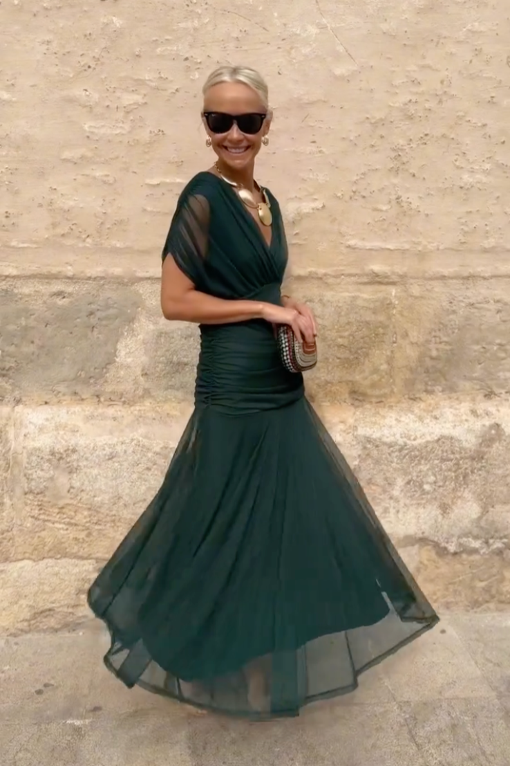 Louise | Elegante Maxi Feestjurk met V-hals