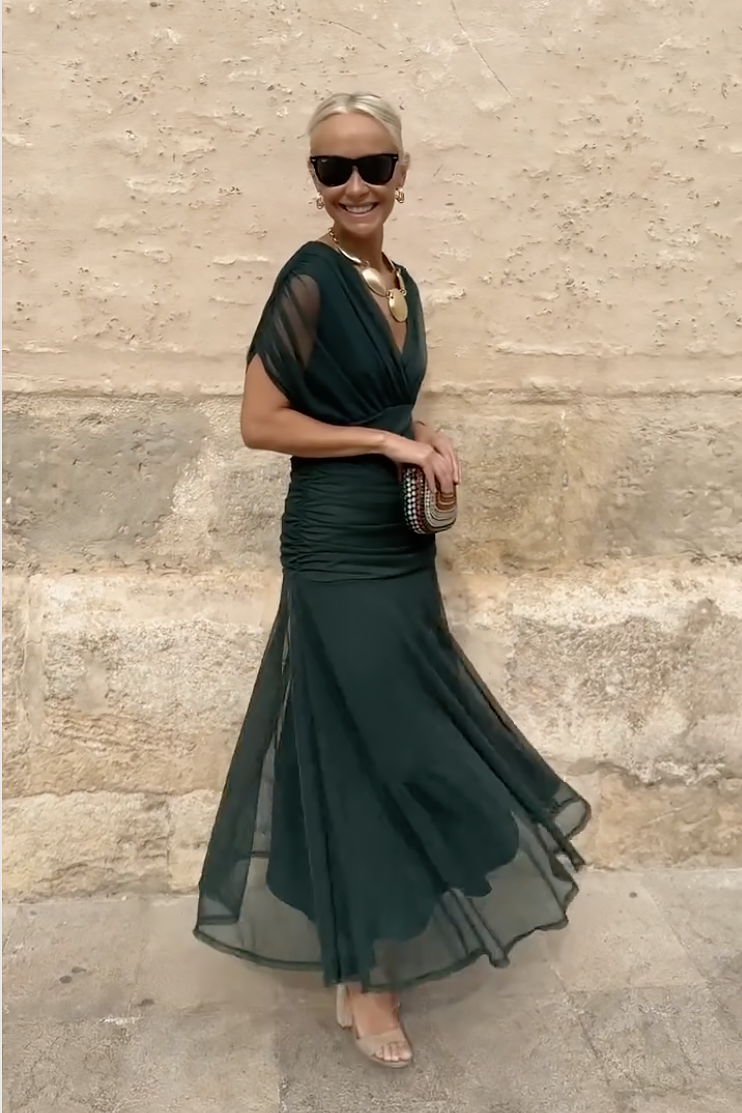Louise | Elegante Maxi Feestjurk met V-hals
