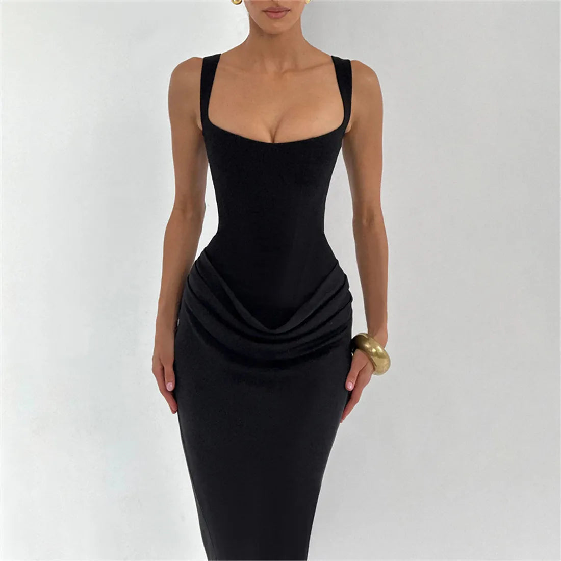 Body Frame | Bodycon midi-jurk met vierkante hals