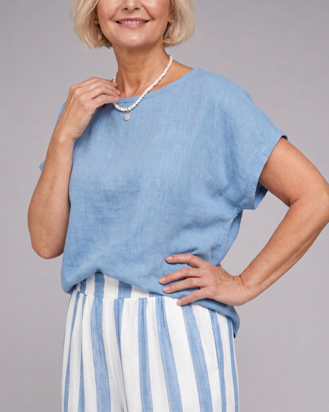 Miolna | 2-delige Set met Top en Gestreepte Wijde Broek