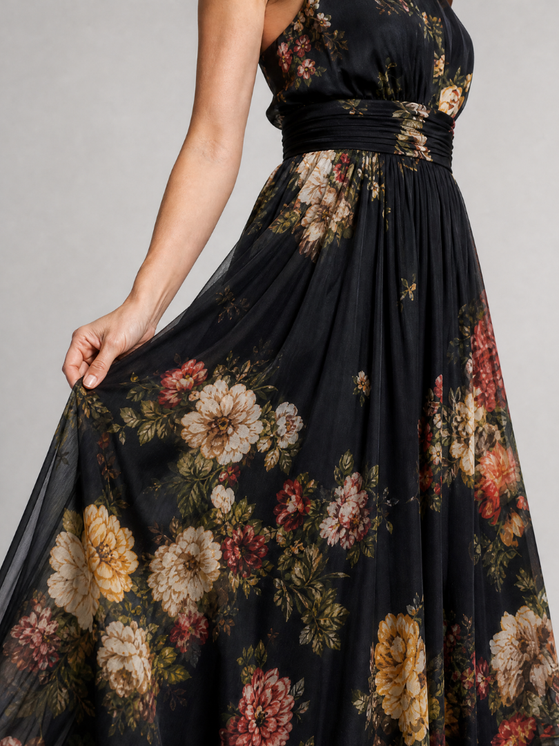Sior | Midi-jurk met halternek en bloemenprint