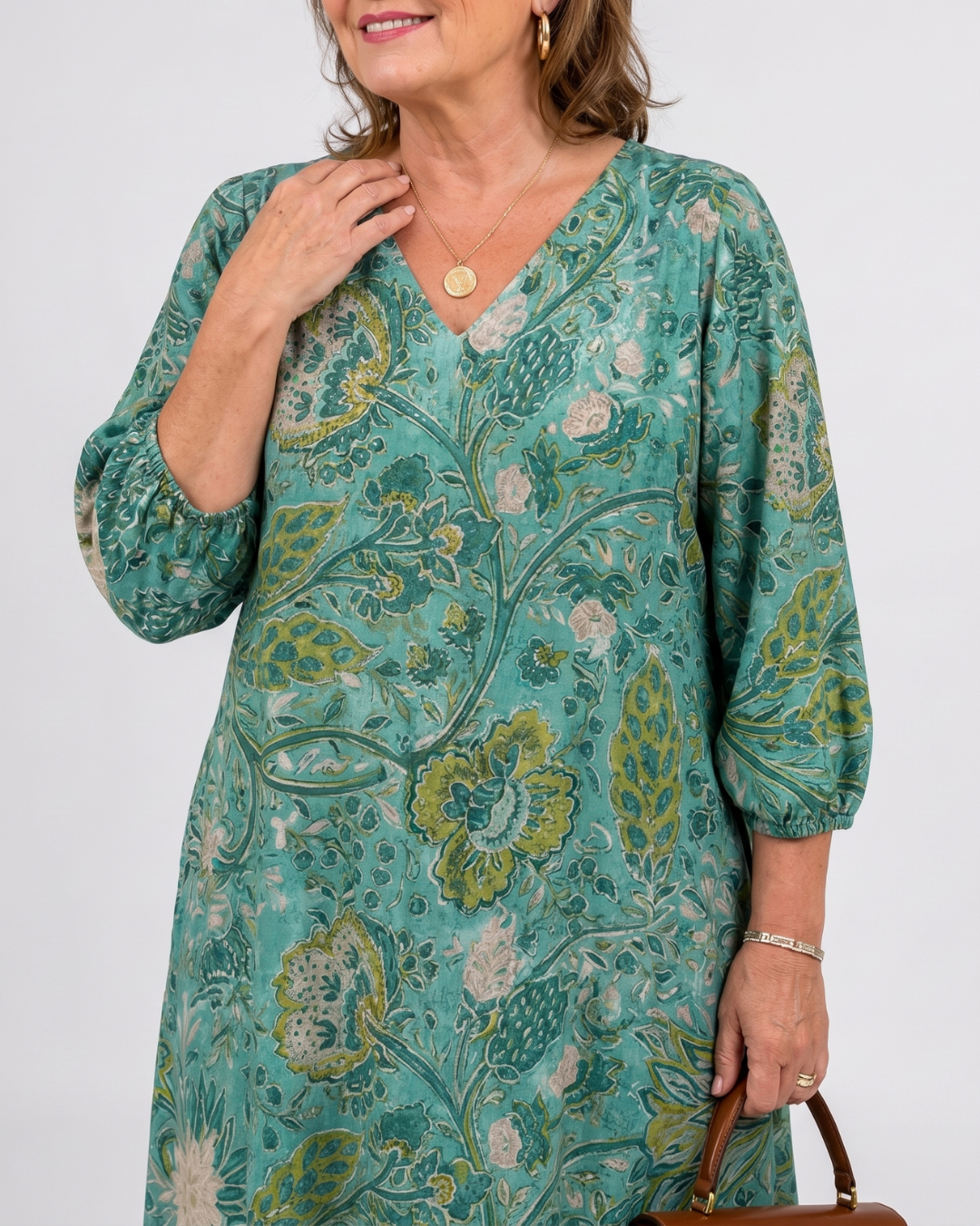 Siseman | Midi-jurk met botanische print en zakken