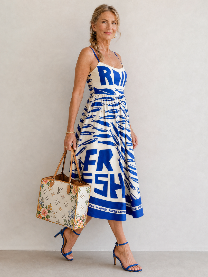 Suriope | Midi-jurk met visprint