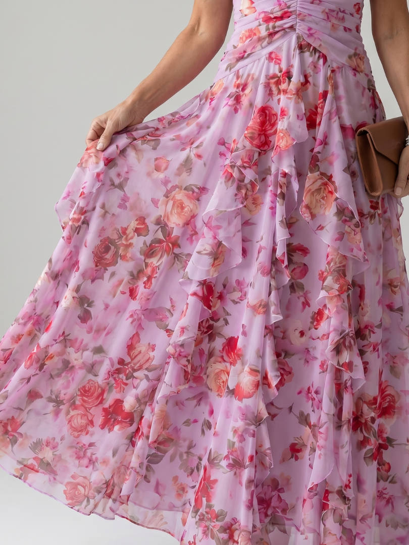 Nori | Maxi-jurk met halternek en bloemenprint