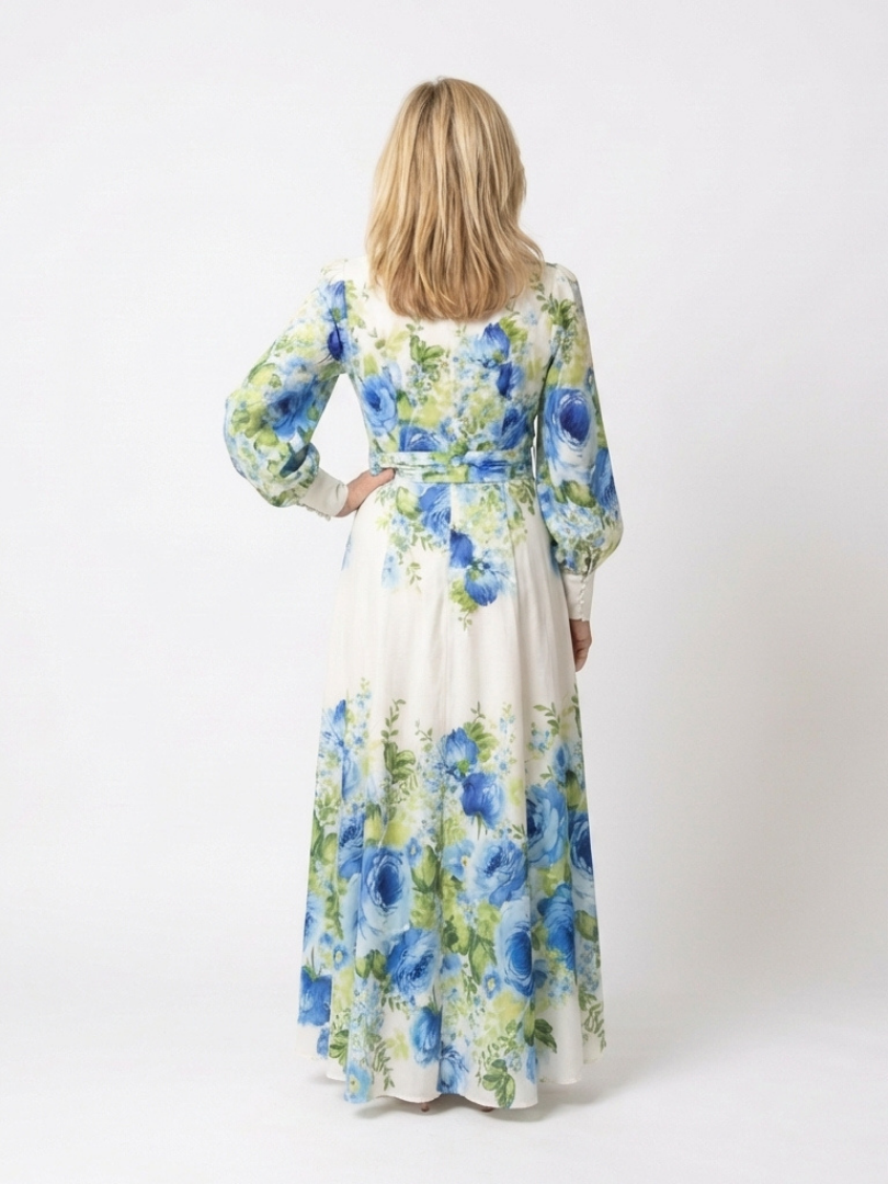 Harper | Maxi-jurk met knoopsluiting en lange mouwen