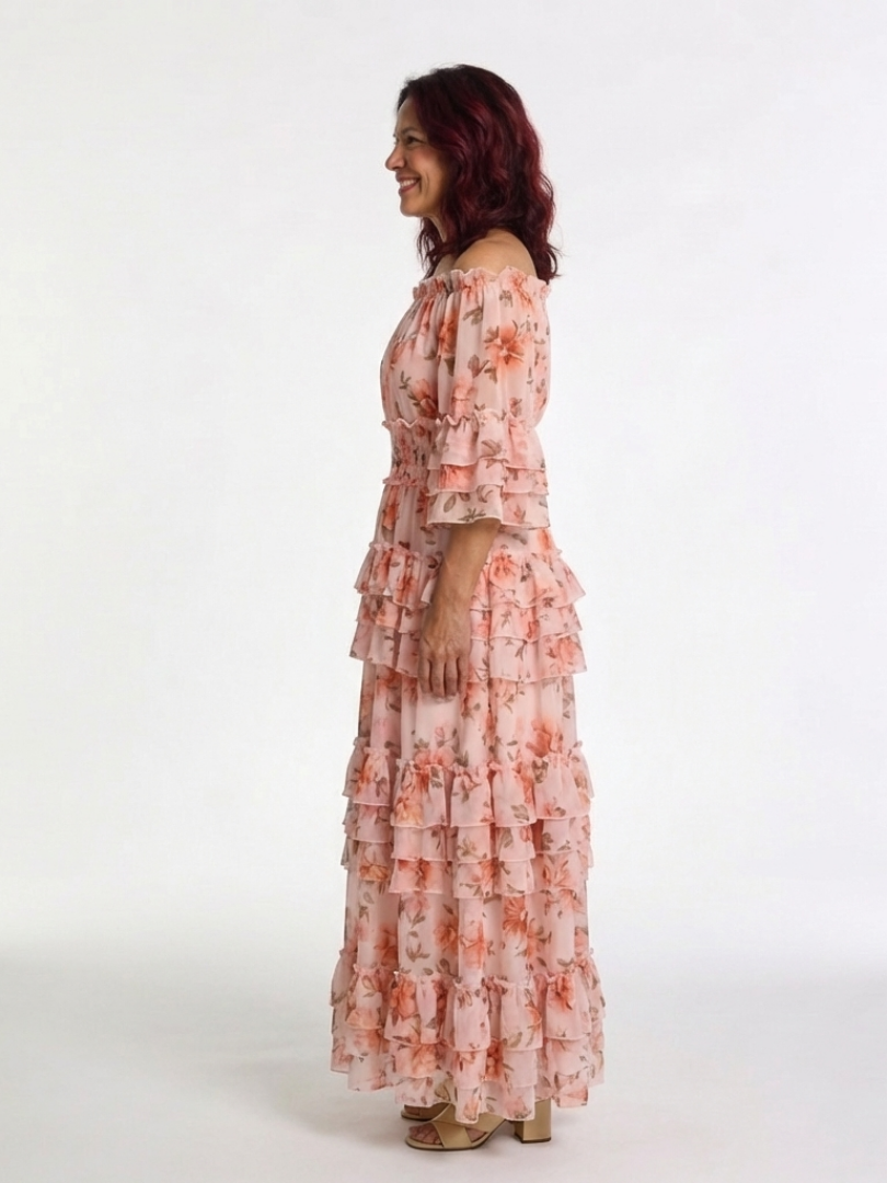 Rosalie | Off-shoulder maxi-jurk met ruches