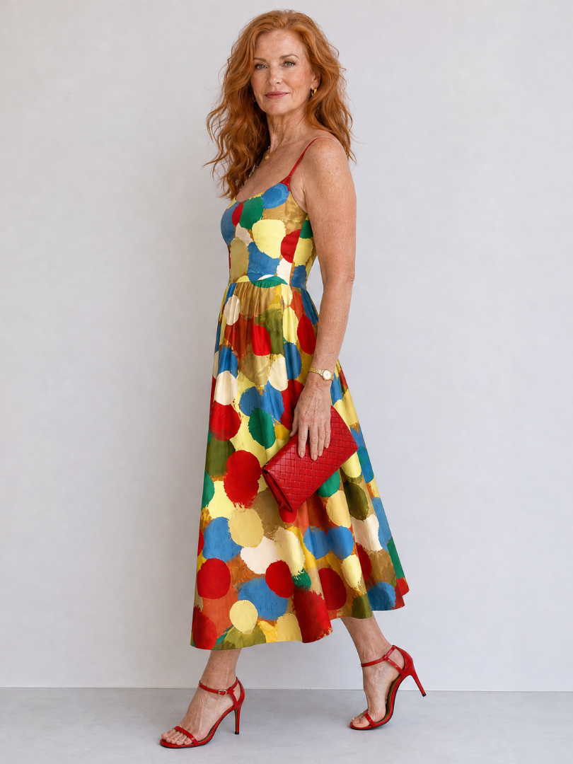 Xandria | Midi-jurk met stippenprint