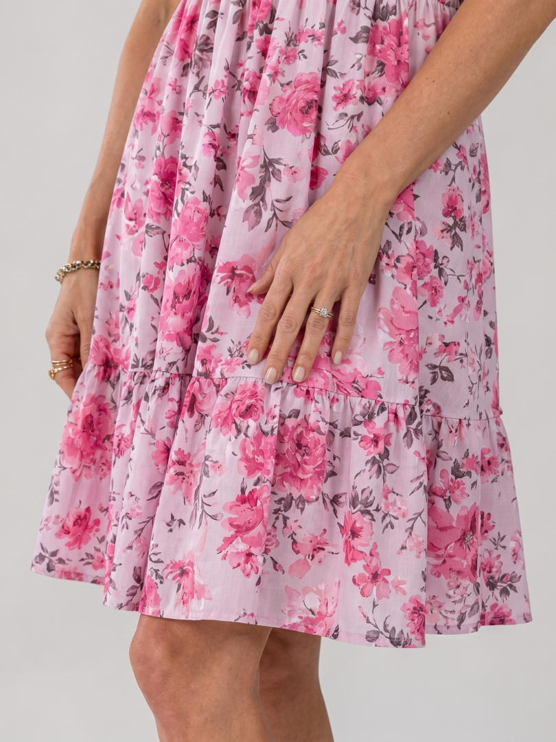 Rosabelle | Knielange jurk met spaghettibandjes en bloemenprint