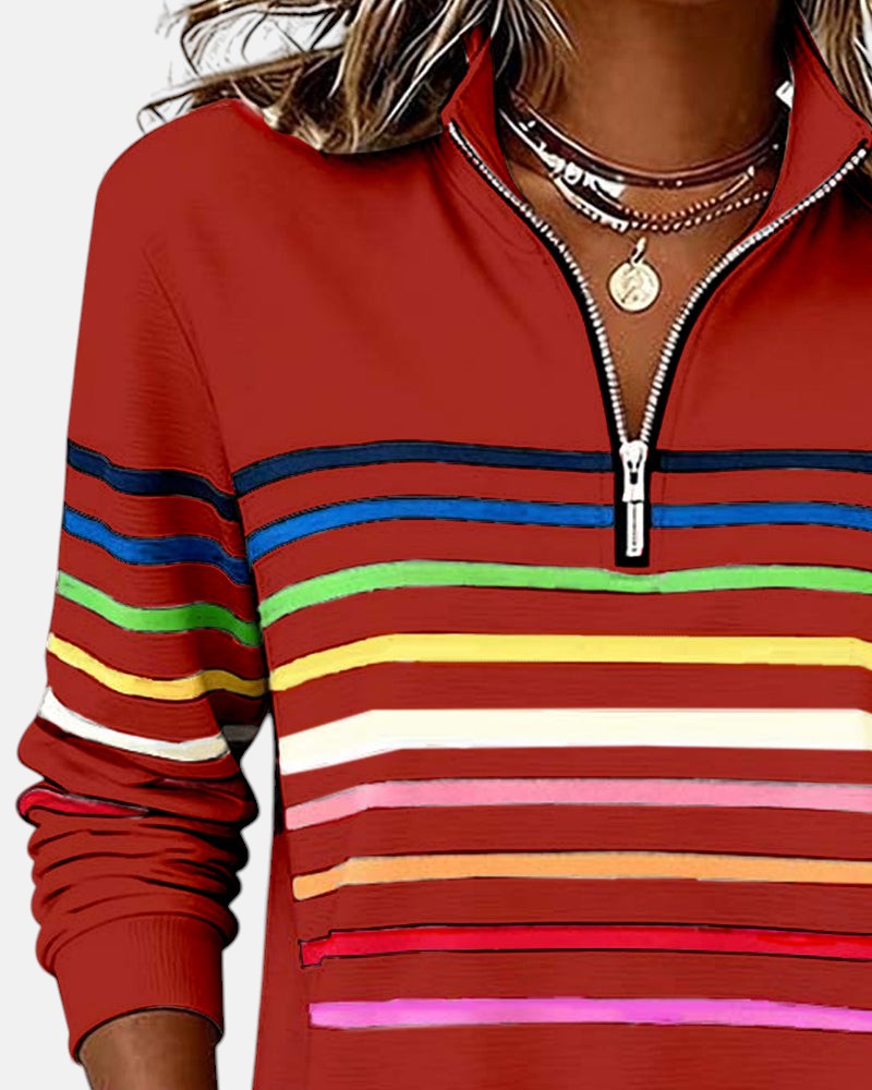 Wenen | Regenboog Gestreepte Zip Sweatshirt