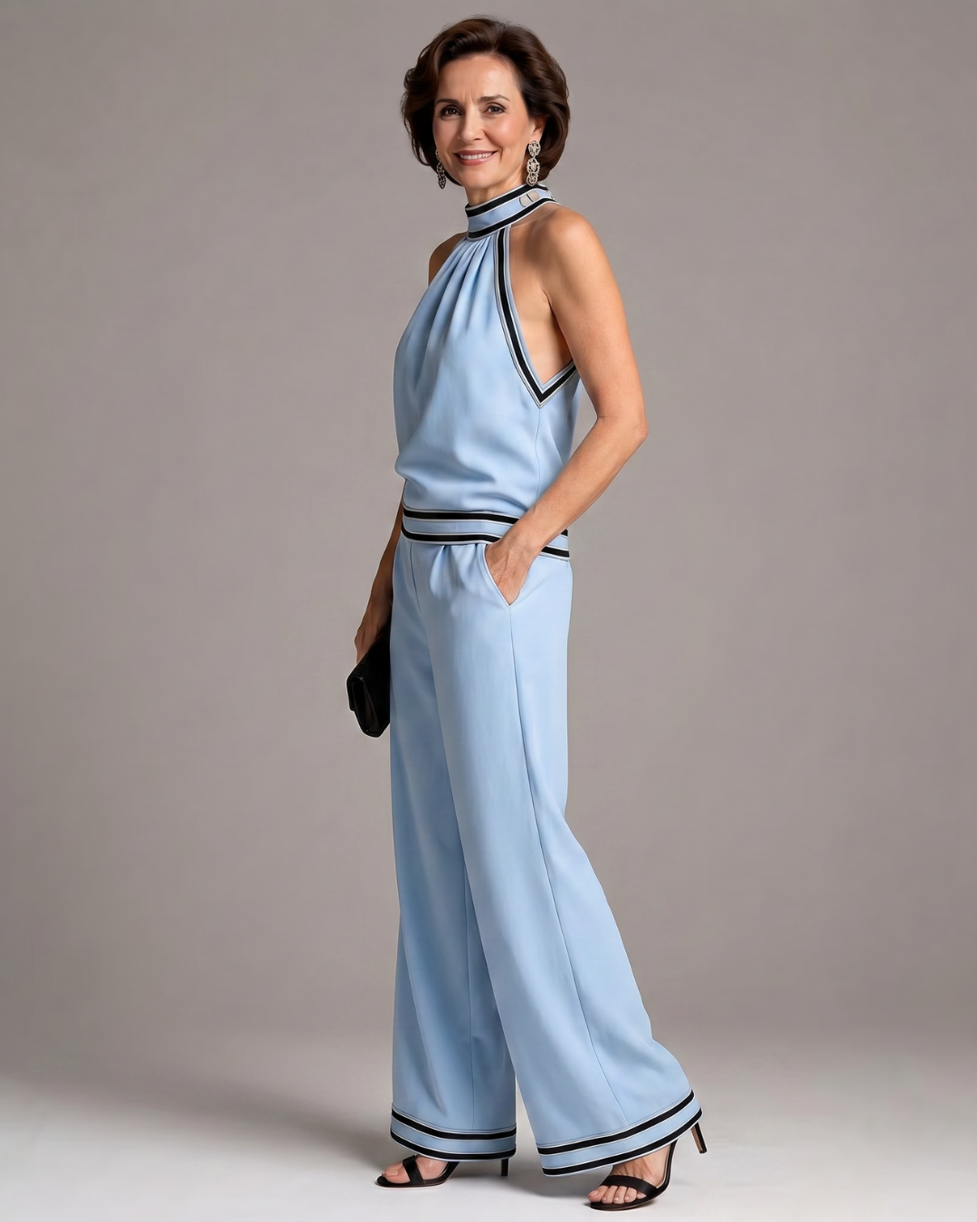 Zephyrine | Halter jumpsuit met wijde pijpen