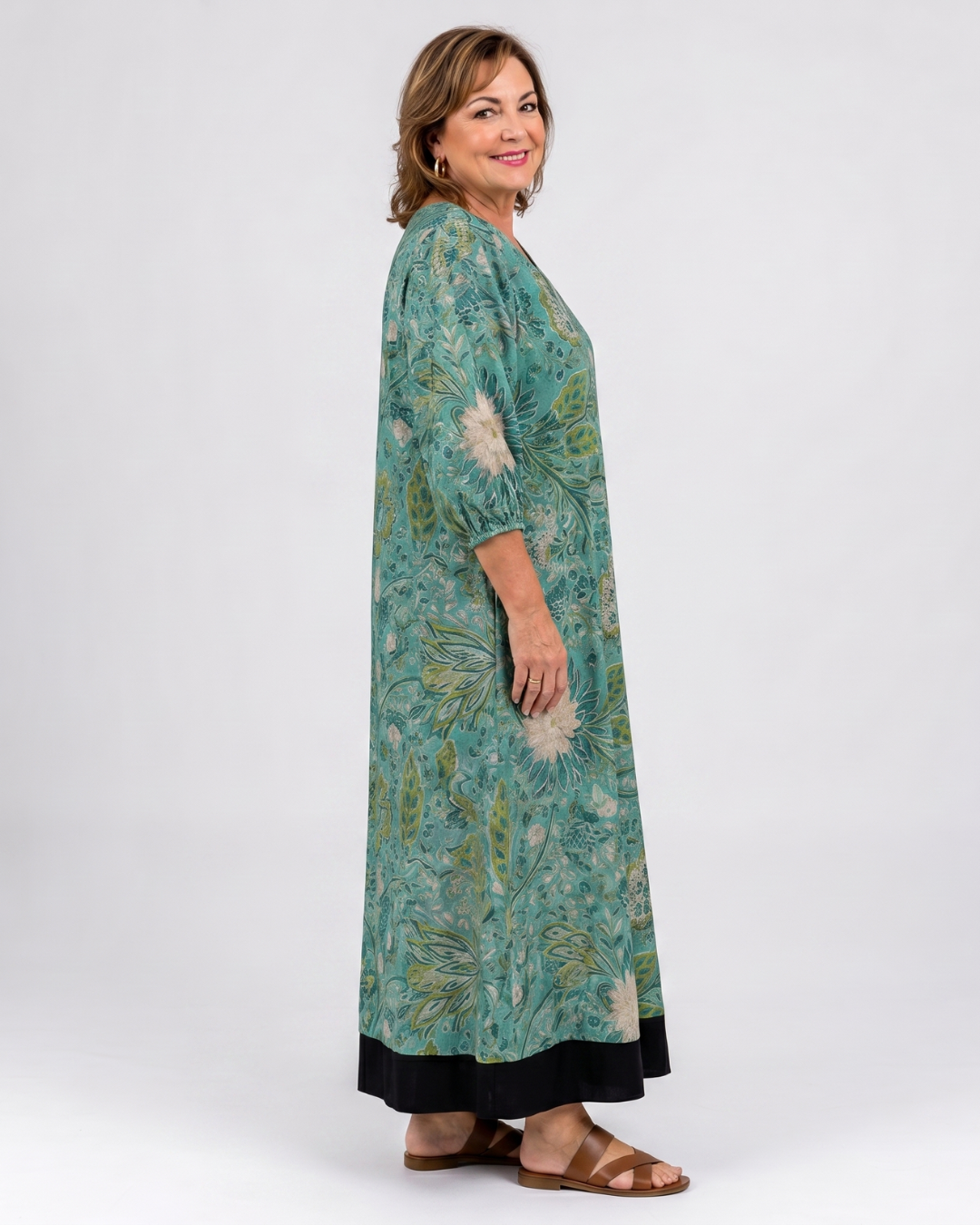 Siseman | Midi-jurk met botanische print en zakken