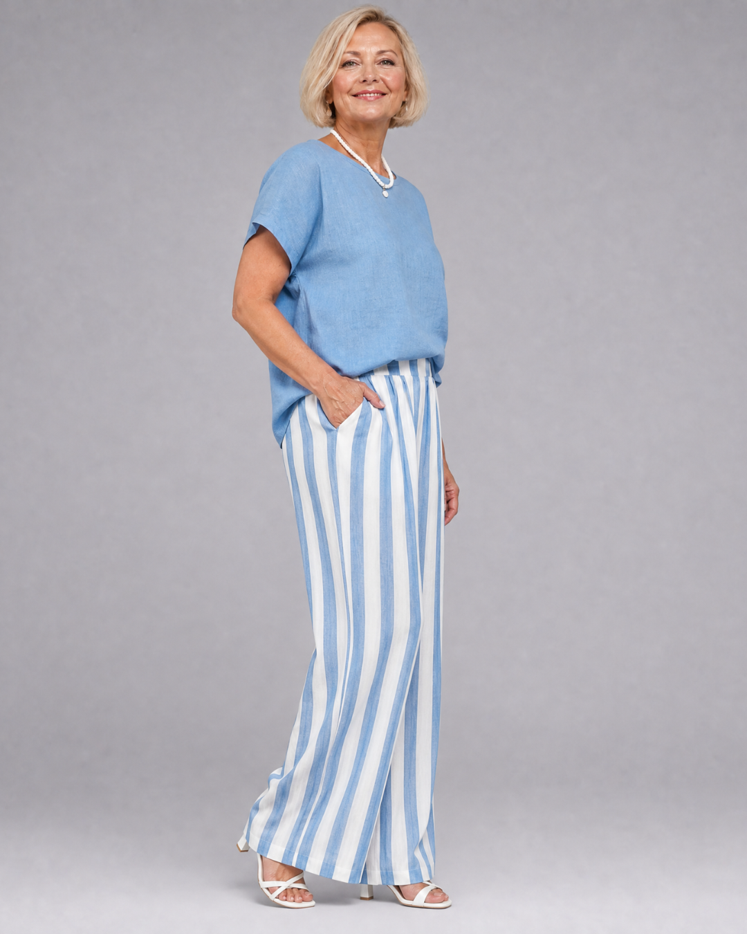 Miolna | 2-delige Set met Top en Gestreepte Wijde Broek