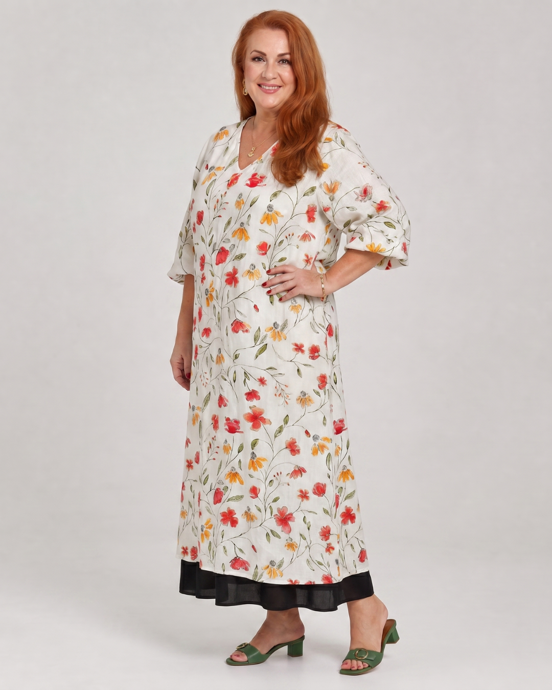 Colesum | Swingende midi-jurk met bloemenprint