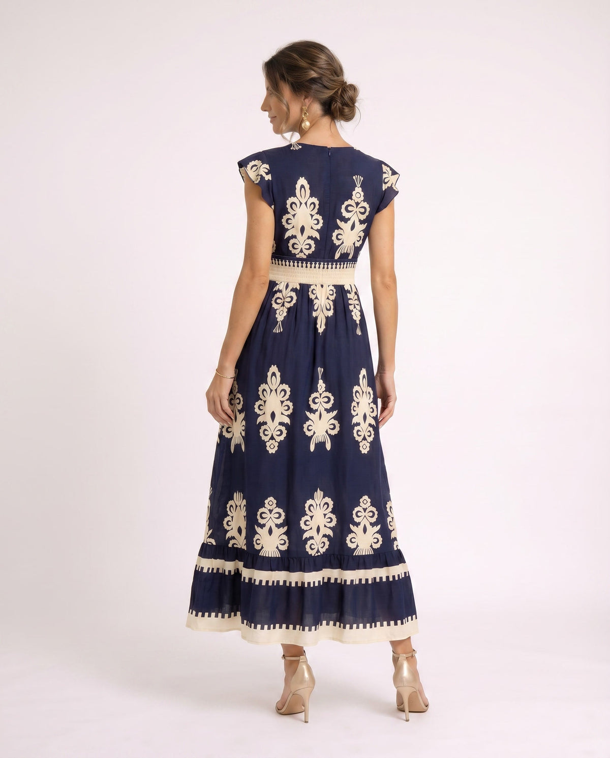 Maxi-jurk met bloemenprint en V-hals