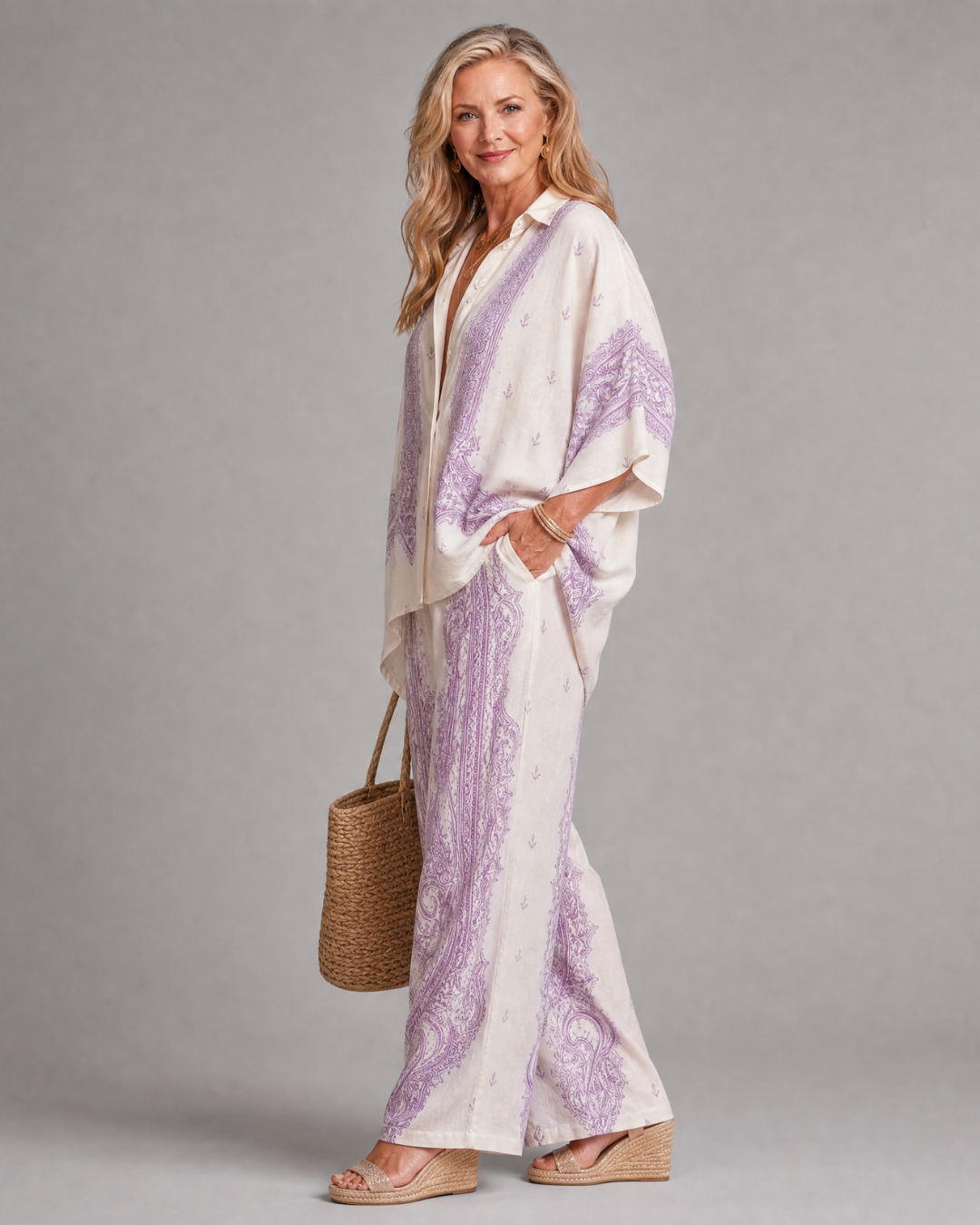 Sodaya | 2-delige Set met Oversized Blouse en Wijde Broek