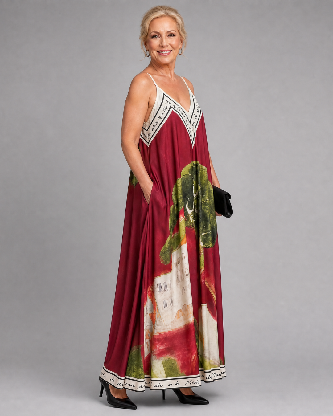 Lira | Mouwloze Midi-jurk met Landschapsprint