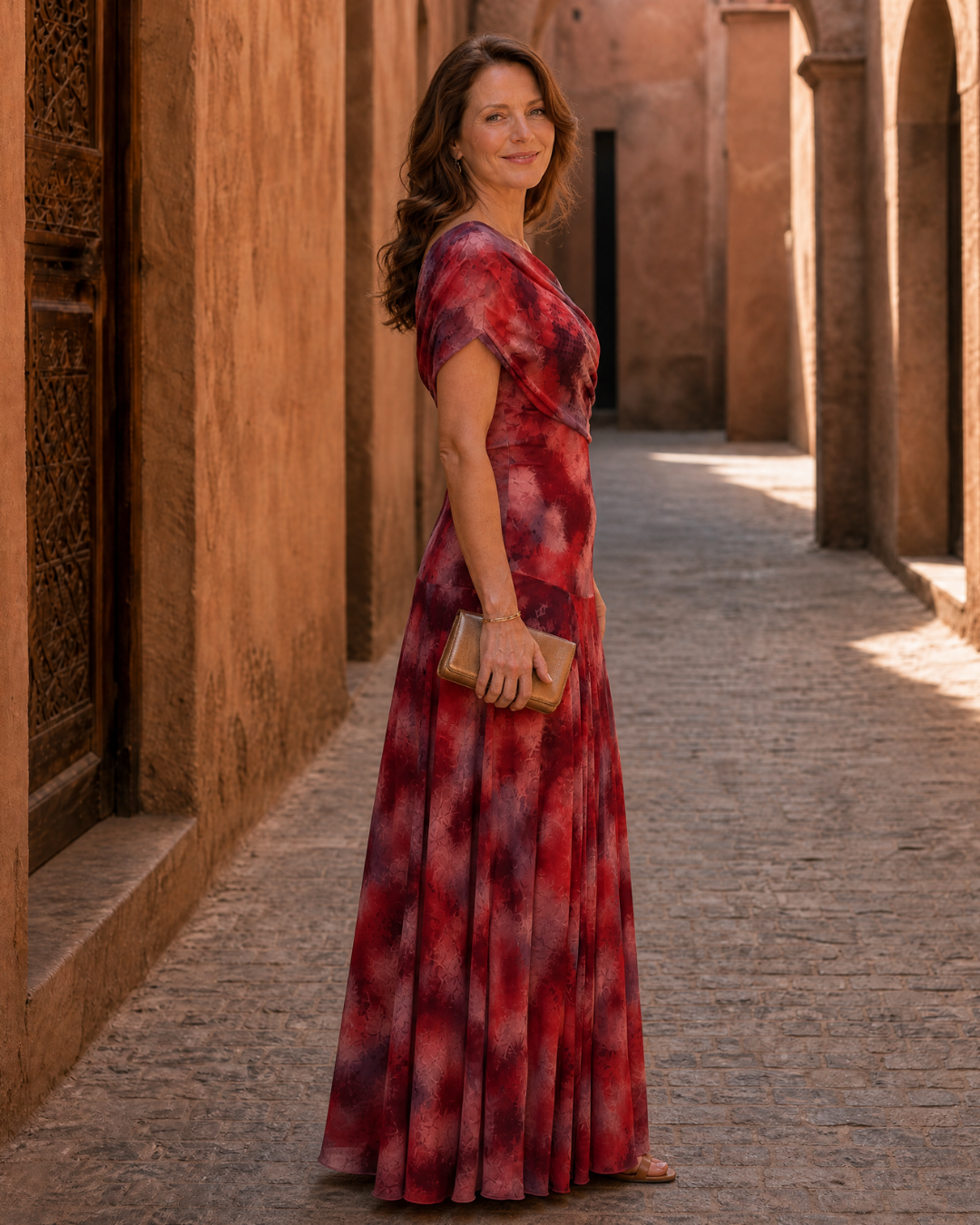 Zarephine | One-shoulder maxi-jurk met aquarelprint