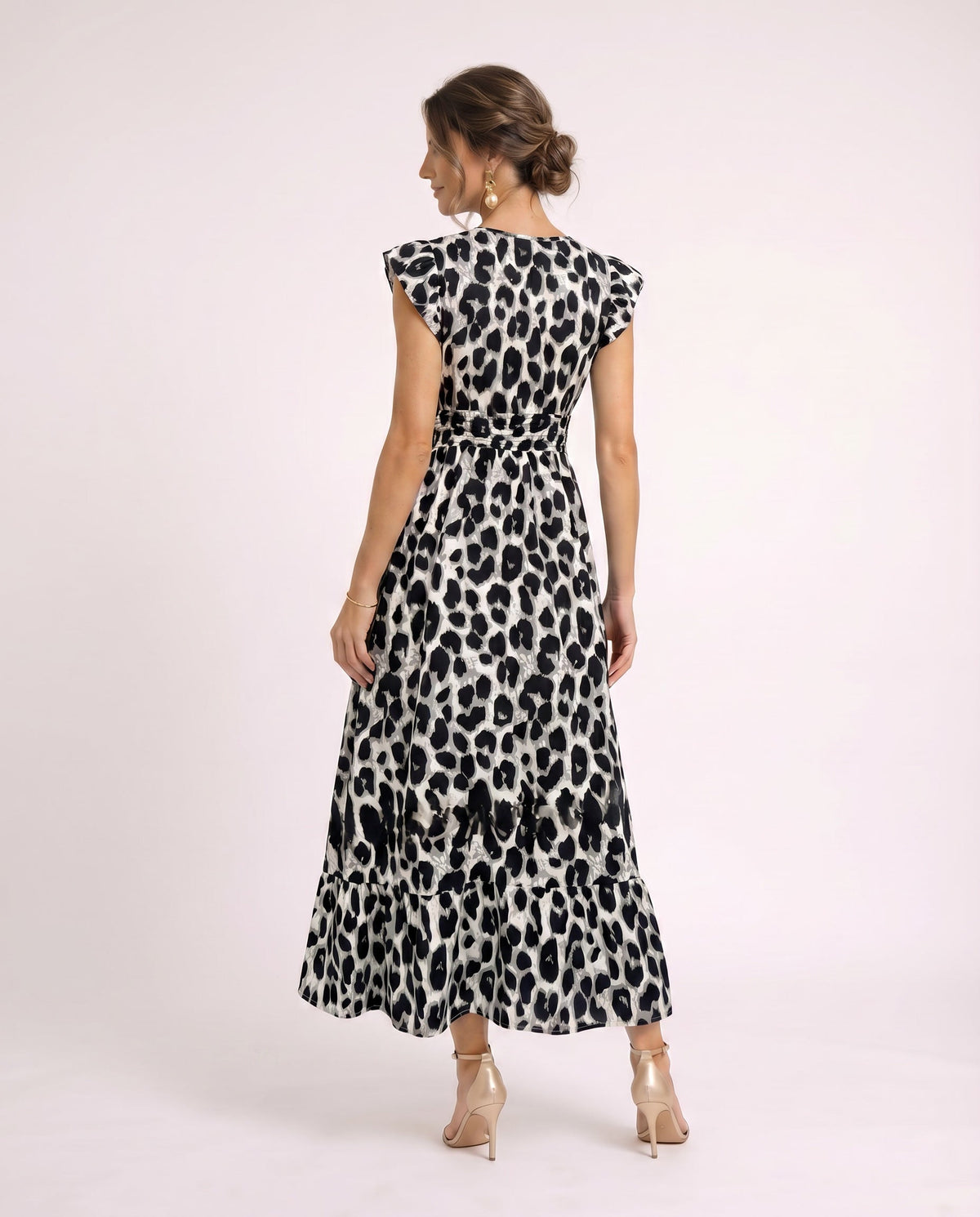 Maxi-jurk met bloemenprint en V-hals